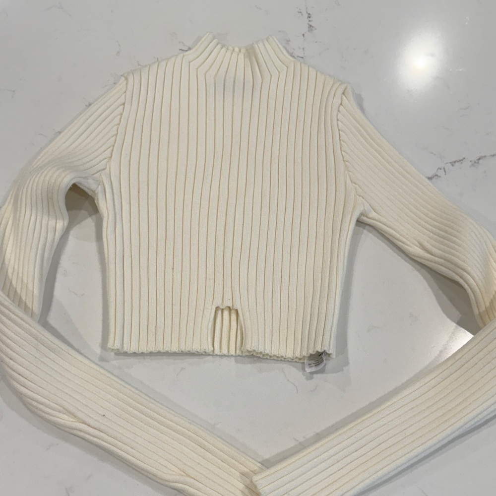 Edikted Cream Ribbed Knit Top